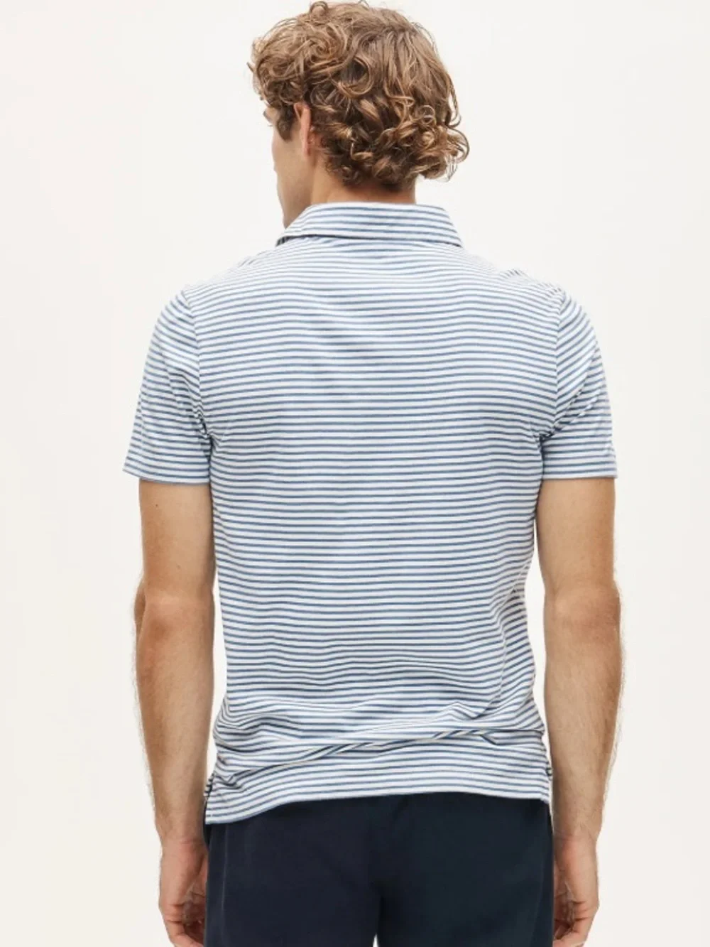J crew ivory blue Classic Untucked sueded cotton polo shirt in stripe